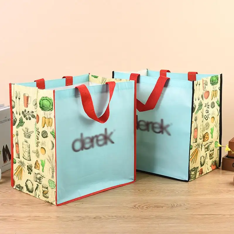 Reusable Shopping Bag bolsa de compra con ruedas Laminated Shopping Jute Branded Plain Rope Paper Storage Wrap Shopping Bag Food