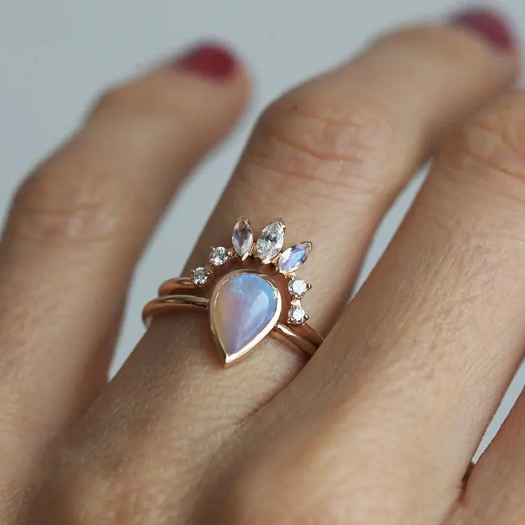 Nuovo arrivo 925 anelli delicati in argento stile vintage anello con pietre preziose da uomo in opale naturale con taglio di perle in oro 18 carati