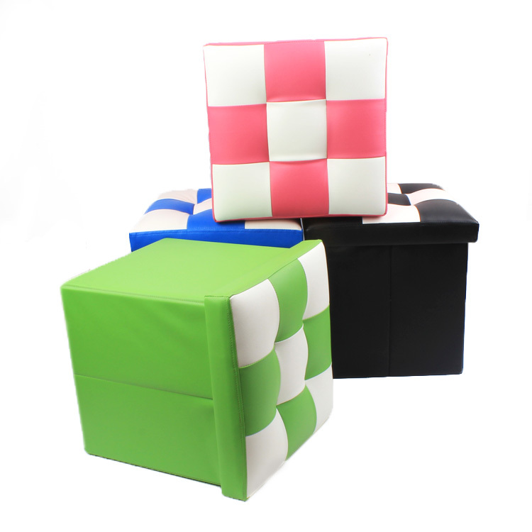 square storage ottoman footstool faux leather storage stool high quality collapsible bench