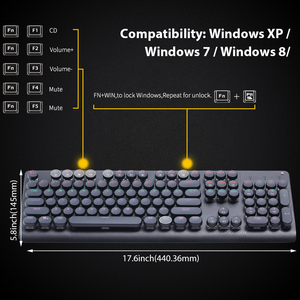 Teclado mecánico para juegos nostálgico de 104 teclas con teclas flotantes Teclado de estilo retro único - Product Image 5
