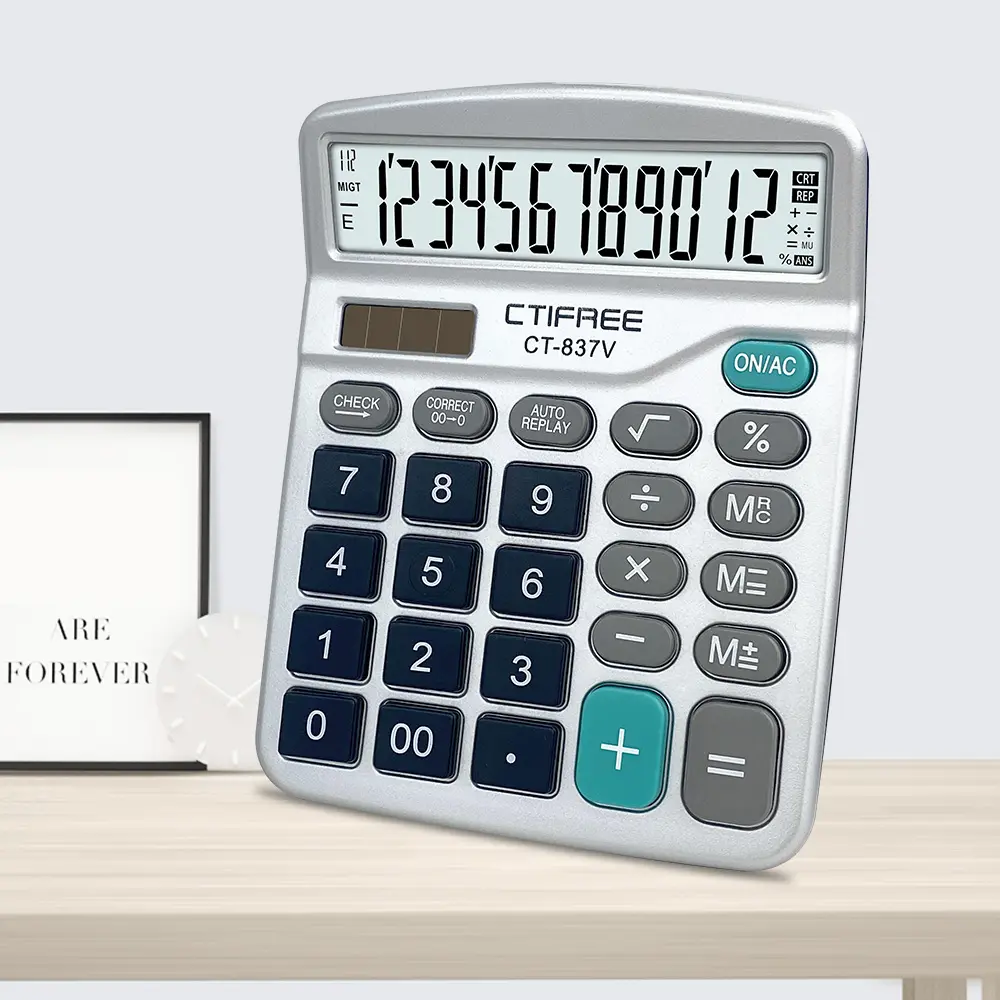 Calculatrice CT-837v Fabricant de calculatrice fiscale à 12 chiffres avec fonction fiscale Calculatrice fiscale de bureau Office Finance