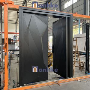 אנלוות מעצבת דלת כניסה מודרנית דלת כניסה נירוסטה מערכת ראשית הזזה החיצוני עץ כפול