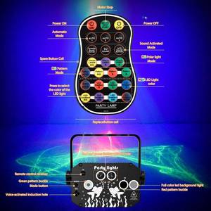Yeni sihirli LED DJ disko sahne aydınlatma parti dekorasyon 3 in 1 LED ses aktif RGB flaş Strobe projektör lazer sahne işık - Product Image 4