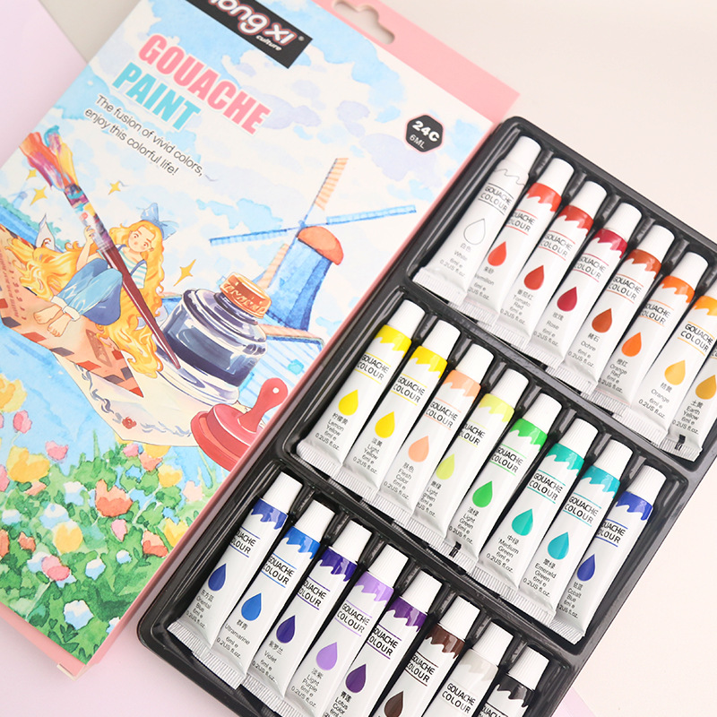 6ML * 24 colorsGouache(English hanging card box).