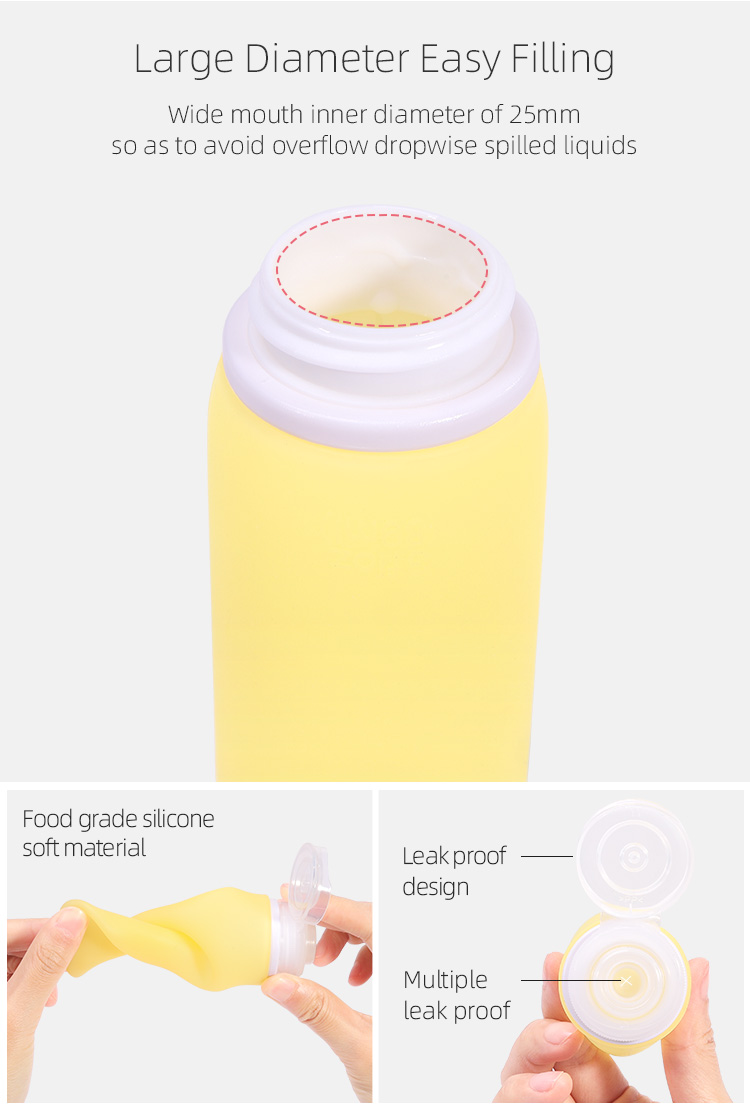 Customized Eco Non-toxic Size Silicone Travel Bottle Set Kit for Personal Care