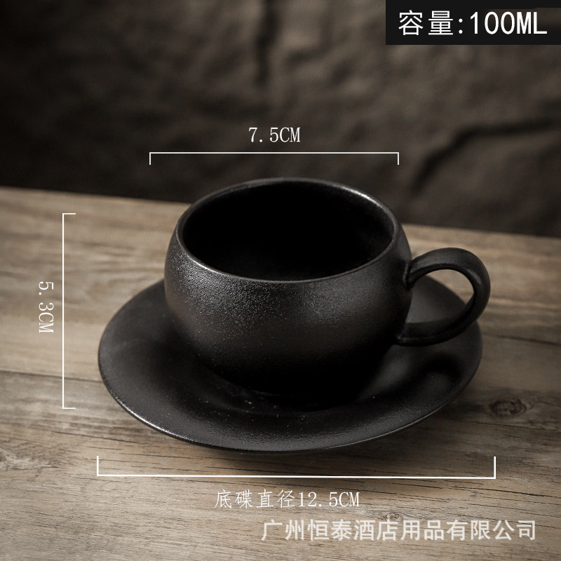 Sable noir main oeuf tasse 100ml plaque de fond
