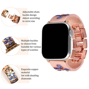 สายนาฬิกาอัจฉริยะลายดอกไม้สำหรับ Apple Watch Series 9/8/7/6/5/4สามารถใช้ได้กับรุ่น Apple Watch - Product Image 4