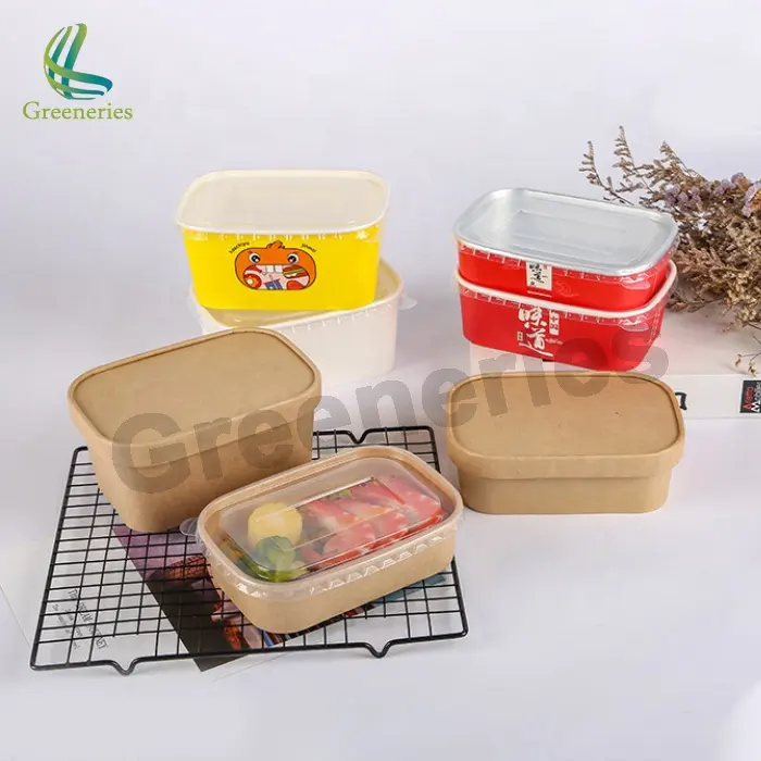 Одноразовый картонный пищевой контейнер Togo с бумажными пластиковыми прозрачными крышками для ресторана