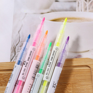 彩色双尖6色学生用彩色键线标记斜尖荧光笔水彩笔 - Product Image 3