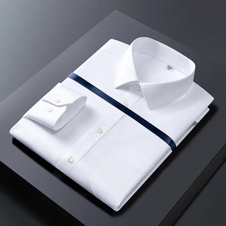 Camiseta personalizada para homens, camisa de algodão para trabalho, camisa de trabalho slim fit de manga comprida, branca e sólida, formal