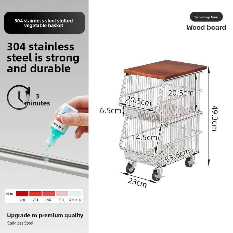 2-layer storage rack (black wheel)+wooden board