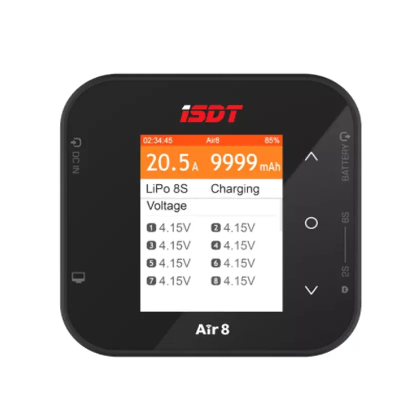 ISDT Air8 BattAir 500W 20A 15W Cargador de equilibrio de batería inteligente de alta potencia para 1-8S LiFe Lion LiPo Batería Drone cargador