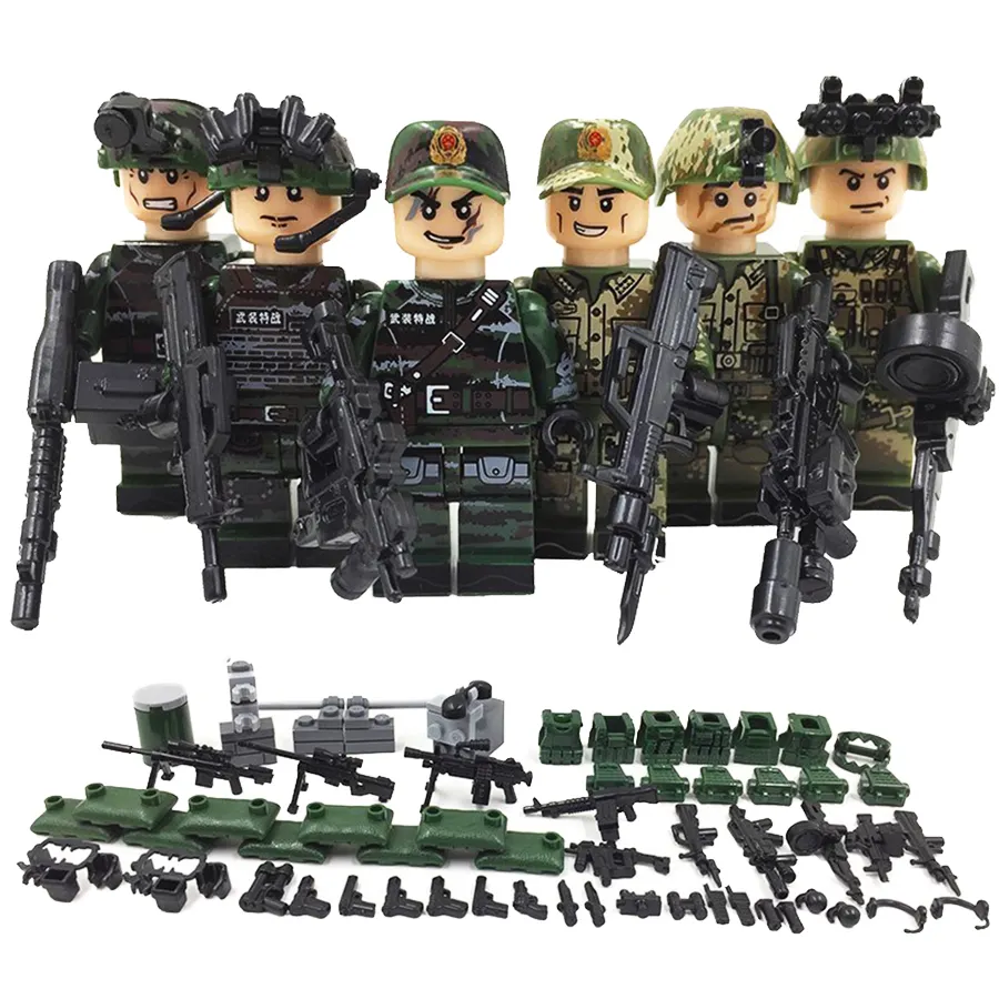 WW2 soldati dell'esercito cinese blocchi militari 6 pz/set pacchetto di armi Mini figure blocchi Sharp attaccare MOC mattoni