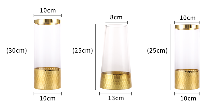 Glass & Crystal Vases Glass Vases Modern Glass Flower Vase with gold foil and gold rim