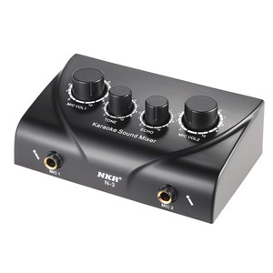 <strong>Portable</strong> Karaoke Sound Audio Stereo Echo Mixer Dual Microphone <strong>Inputs</strong> With RCA Cable Power Adapter for TV PC Smartphone Amplif - Product Image 2
