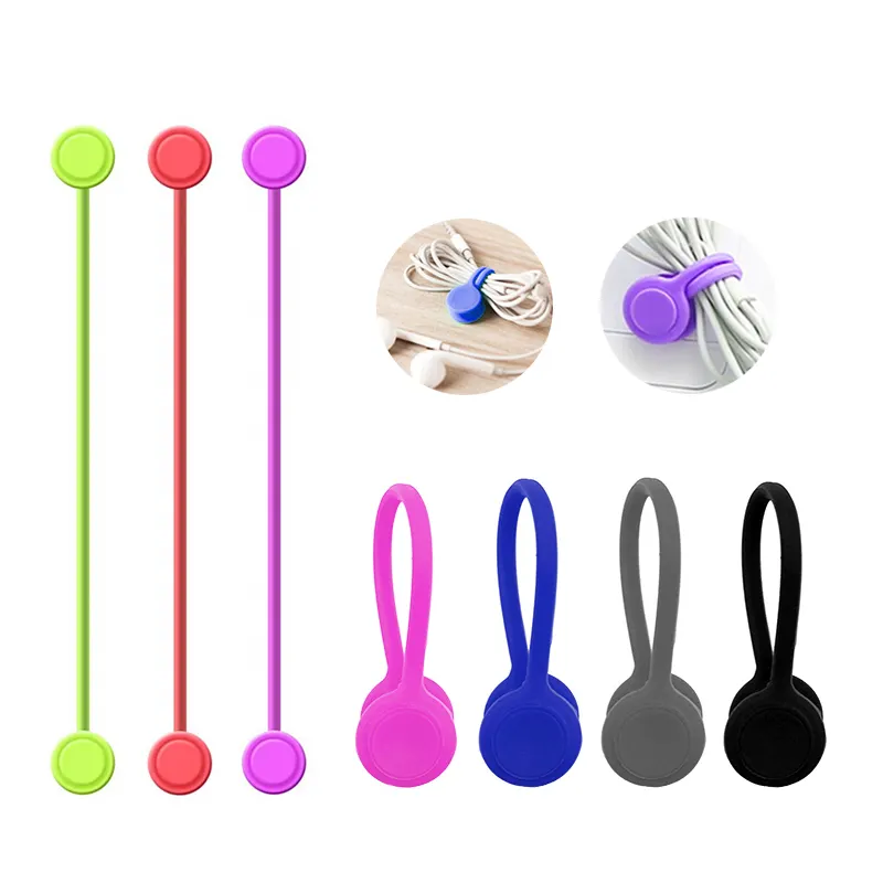 Soporte magnético de silicona para Auriculares para oficina y viaje, organizador de Clips reutilizable para gestión de cables USB