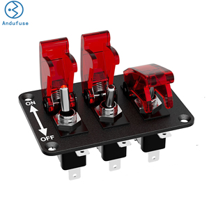 3 Gang geçiş anahtarı 12V Rocker anahtarı paneli ile LED ışık ve kapak kapak ağır ON/Off anahtarı plaka 3 Pin SPST - Product Image 1