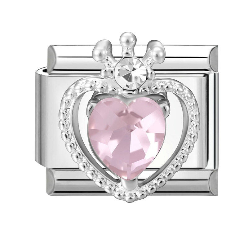 Pink diamond heart silver