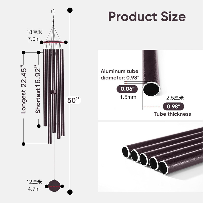 50-inch aluminum cover musical wind chimes