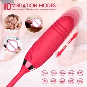 Großhandel Silikon Rose Zunge lecken Vibrator mit <span class=keywords><strong>Dildo</strong></span> Teleskop Vibrator Stimulator Klitoris Vibrator Sexspielzeug für Frauen - Product Image 4