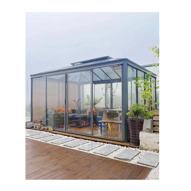 Outdoor garden Villa soundproof insulated courtyard mobile transparent sealed balcony toughened glass sun room
