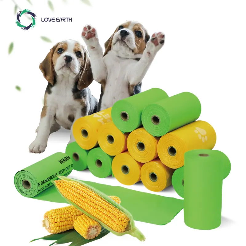 Schlussverkauf umweltfreundliche fabrik individuelles logo bedruckte biologisch abbaubare Hundenausfallsäcke für Hunde Großhandel Haustier Hundekotbeutel