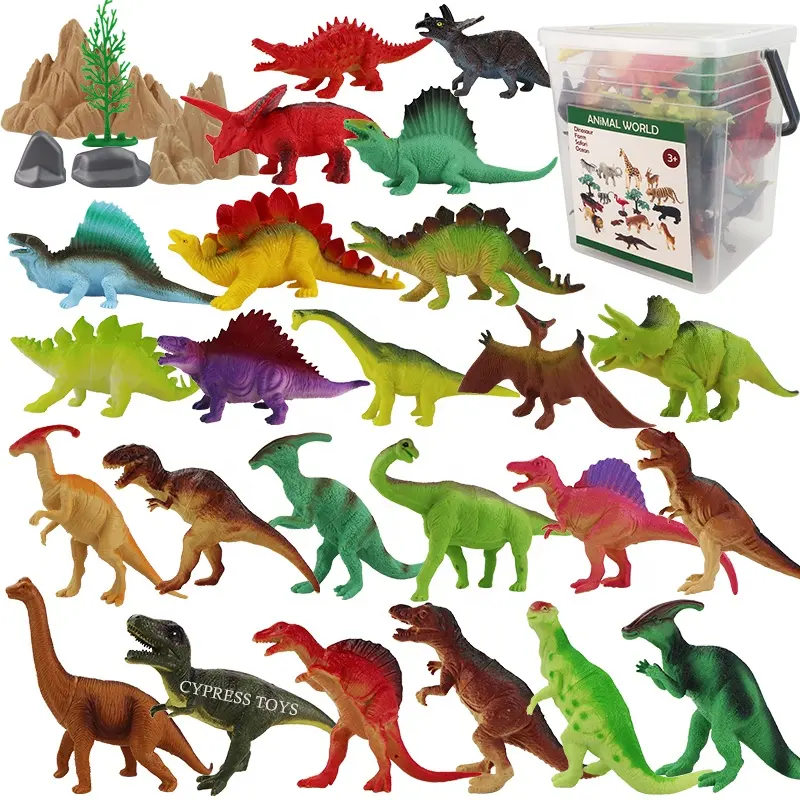 Pabrik Dinosaurus Juguete Kustom 60 Buah Mainan Hewan Kecil Set Tikar Mainan Dinosaurus Model Mainan Dinosaurus Hewan