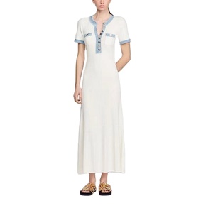 C服装优雅<span class=keywords><strong>v</strong></span>领短袖晚礼服新款拼接长针织紧身连衣裙