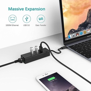 Prezzo di fabbrica USB 3 porte USB 3.0 tipo C a RJ45 <span class=keywords><strong>Hub</strong></span> con 10/100/1000 Gigabit Ethernet Lan RJ45 Network <span class=keywords><strong>Hub</strong></span> Adaptador