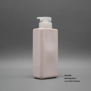 450ml rettangolo forma vuota colore rosa PET contenitori cosmetici di plastica della signora di imballaggio shampoo bottiglia e vaso con pompa di colore - Product Image 5