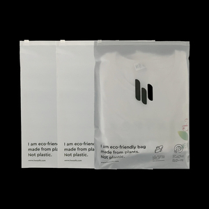 Borsa con cerniera compostabile trasparente satinata su misura borsa ecologica biodegradabile per imballaggio di abbigliamento biodegradabile con Logo - Product Image 5
