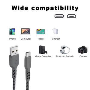 新设计的USB2.0 USB a至C型电缆快速充电数据线，带手机编织护套 - Product Image 4