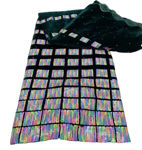 流行天鹅绒蕾丝设计非洲天鹅绒蕾丝多色序列蕾丝为Aso Ebi - Product Image 1