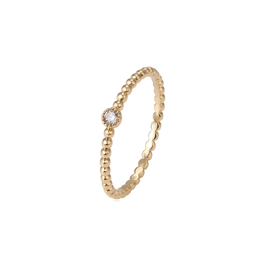 14630 joyería fina anillos de dedo de piedra única de oro de 18k, anillo de oro simple con diseños de circón para niñas