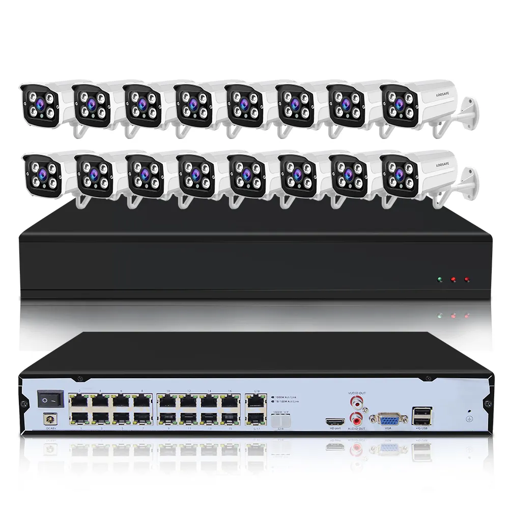 H.265 completo con cable bala ip66 16 Cámara nvr kit de vigilancia de seguridad 5MP poe 16 canales sistema de cámaras de cctv