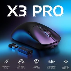 Articoli di fabbrica all'ingrosso attacco squalo X3 Pro leggero Mouse da gioco senza fili con sensore ottico PAW3395 DPI 26K per uso informatico - Product Image 2