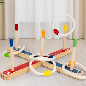 フェルールゲーム子供屋外フープ投げゲームエクササイズ手と目のコーディネーション親子の子供の相互作用子供のための木のおもちゃ - Product Image 6
