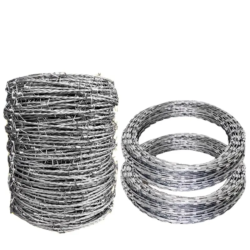 Alambre de púas de 50kg de alta calidad, precio por rollo, malla de alambre de púas galvanizada, rollo de valla de alambre de púas de acero inoxidable