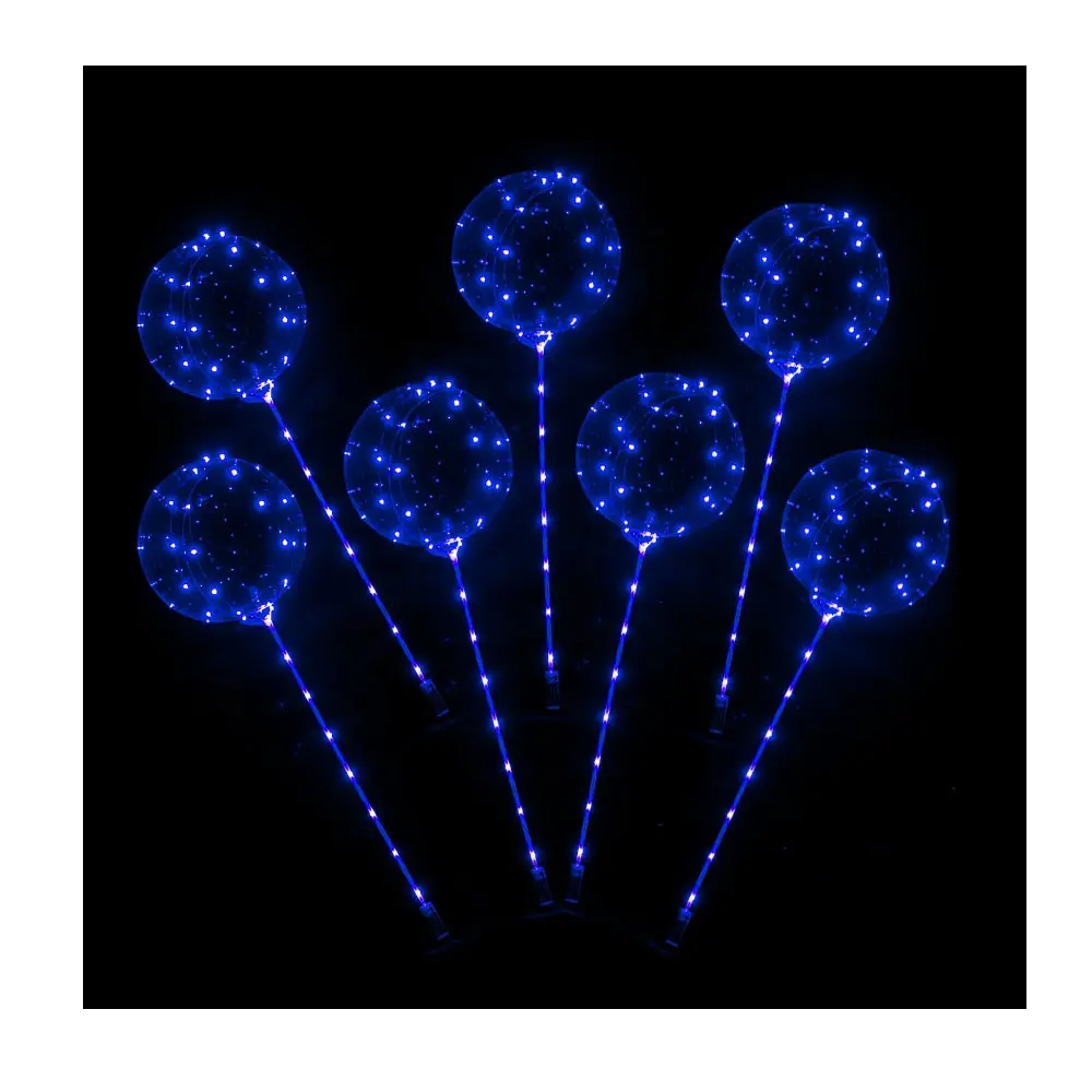 Ballon Led à hélium 18 pouces, 18 pouces, couleur bleue, avec bâton, éclairage Bobo, prix bon marché