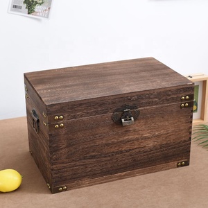 Antik menteşeli ahşap kilit ile saklama kutusu Retro dikdörtgen çay ve içecek depolama çok fonksiyonlu tasarım - Product Image 2