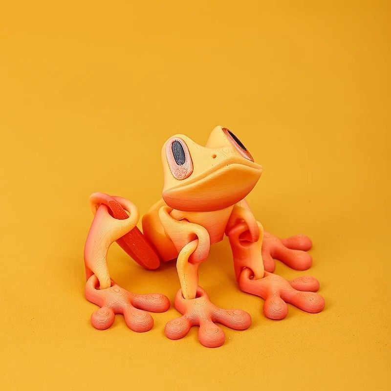 Petite grenouille de 12 cm avec aimant - dégradé multicolore rouge et or.