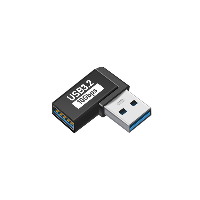 USB A Female to Male Right Angle ---Black