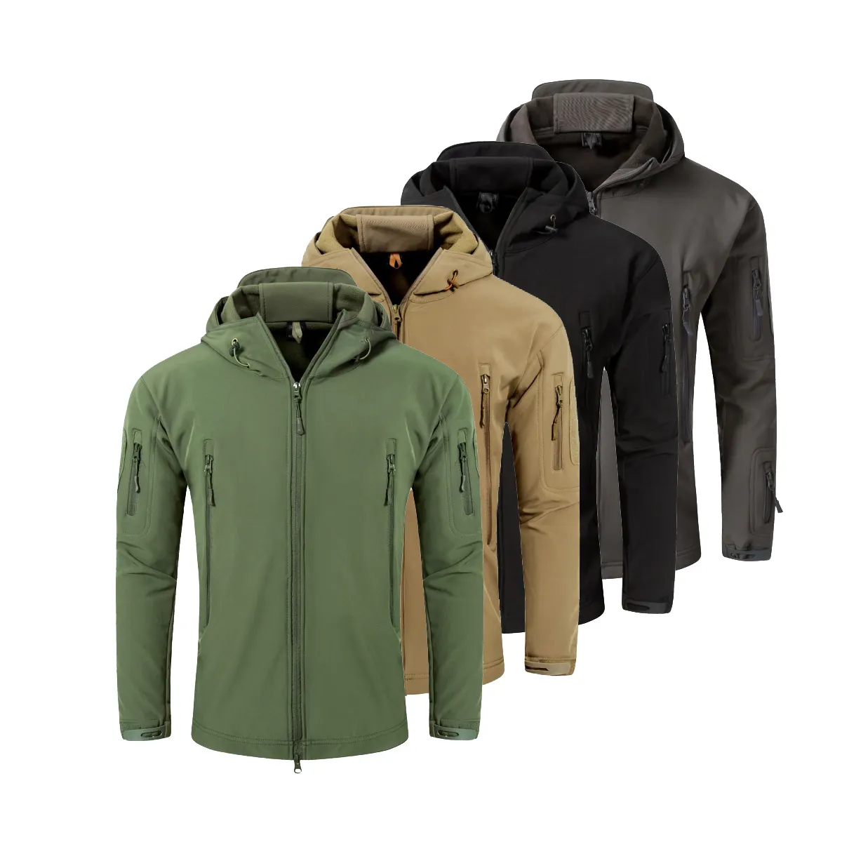 Mannen Outdoor Tactische Combat Jas Fleece Voering Softshell Hood7 Winter Jas Jas Waterdicht Windjack