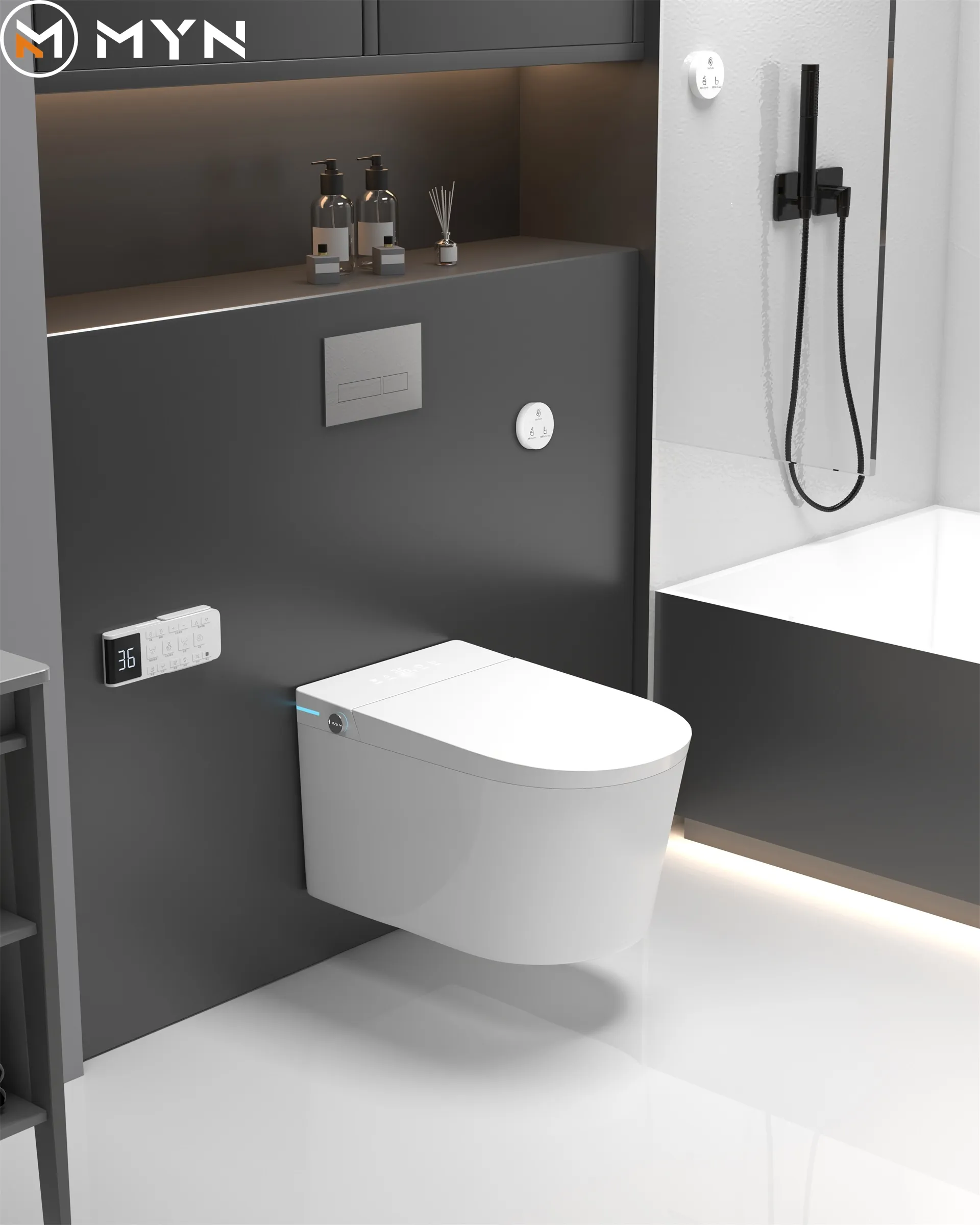 2023 MYN tam otomatik High-end akıllı akıllı WC banyo malzemesi tuvalet banyo seramik duvar asılı tuvalet