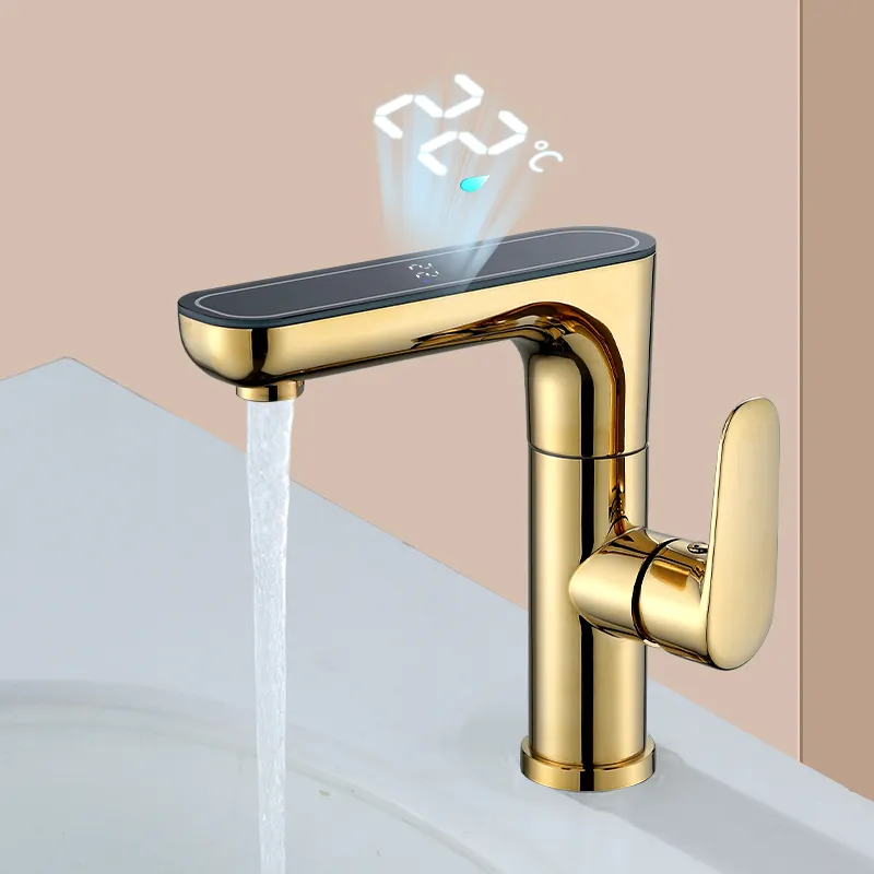 Nouveautés affichage numérique écran d'affichage de la température robinets à poignée unique eau chaude/froide mélangeurs simples robinets de salle de bain bassin