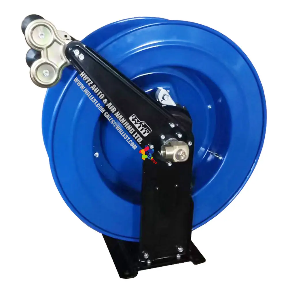 Enrouleur de tuyau à ressort industriel WILLEST 5000 psi support de stockage de tuyau rétractable HRO8005-HTR5/16 "support de tuyau d'air haute pression