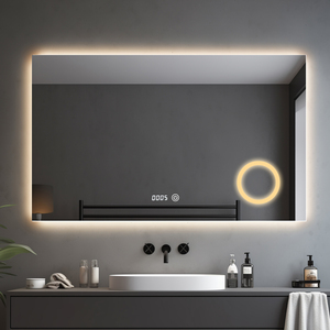 Fullkenlight放大镜浴室触摸屏时间显示除雾器浴室智能发光二极管镜 - Product Image 5