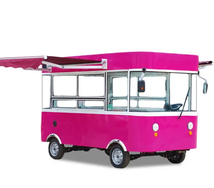 2024 chariot alimentaire coulissant multifonctionnel personnaliser rue populaire en acier inoxydable café camion remorque rapide crème glacée Van