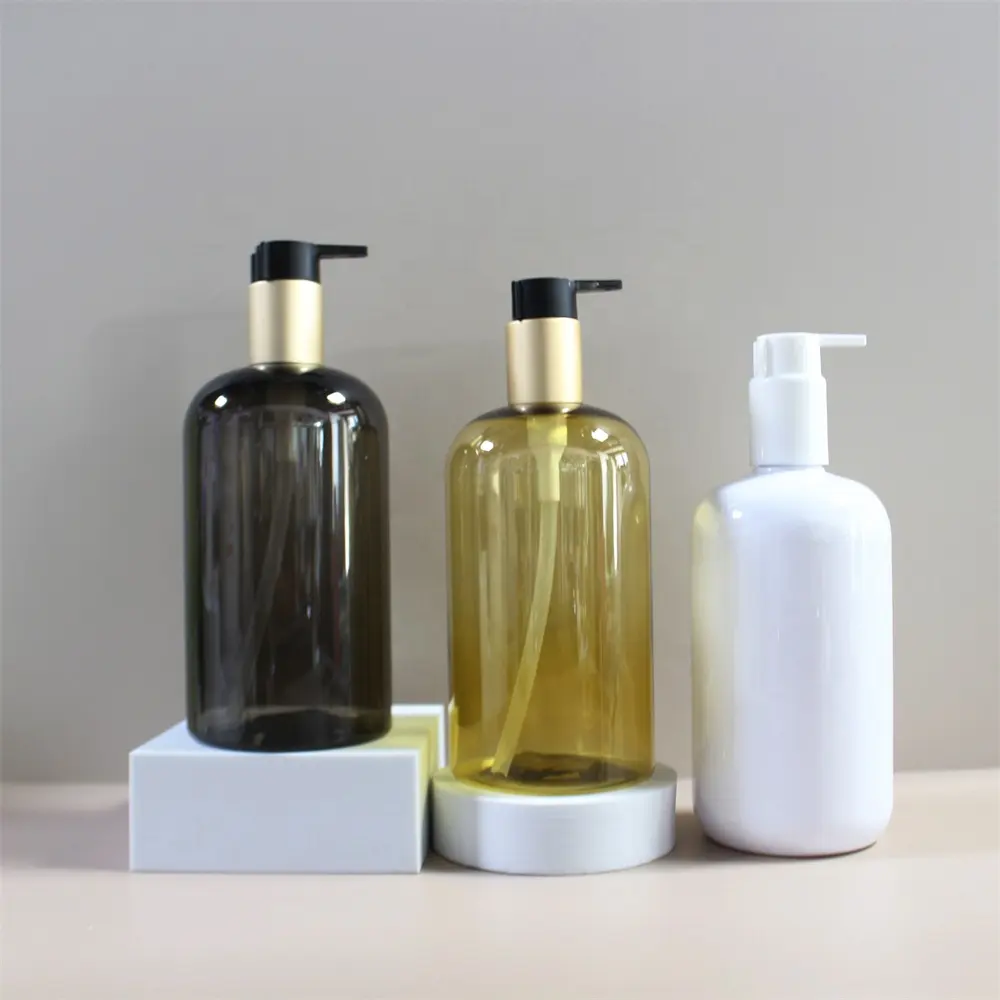 Dispensadores vazios de sabão para lavar o corpo, frasco de shampoo com logotipo personalizado de plástico de 16 onças, 300 ml, 250 ml e 500 ml