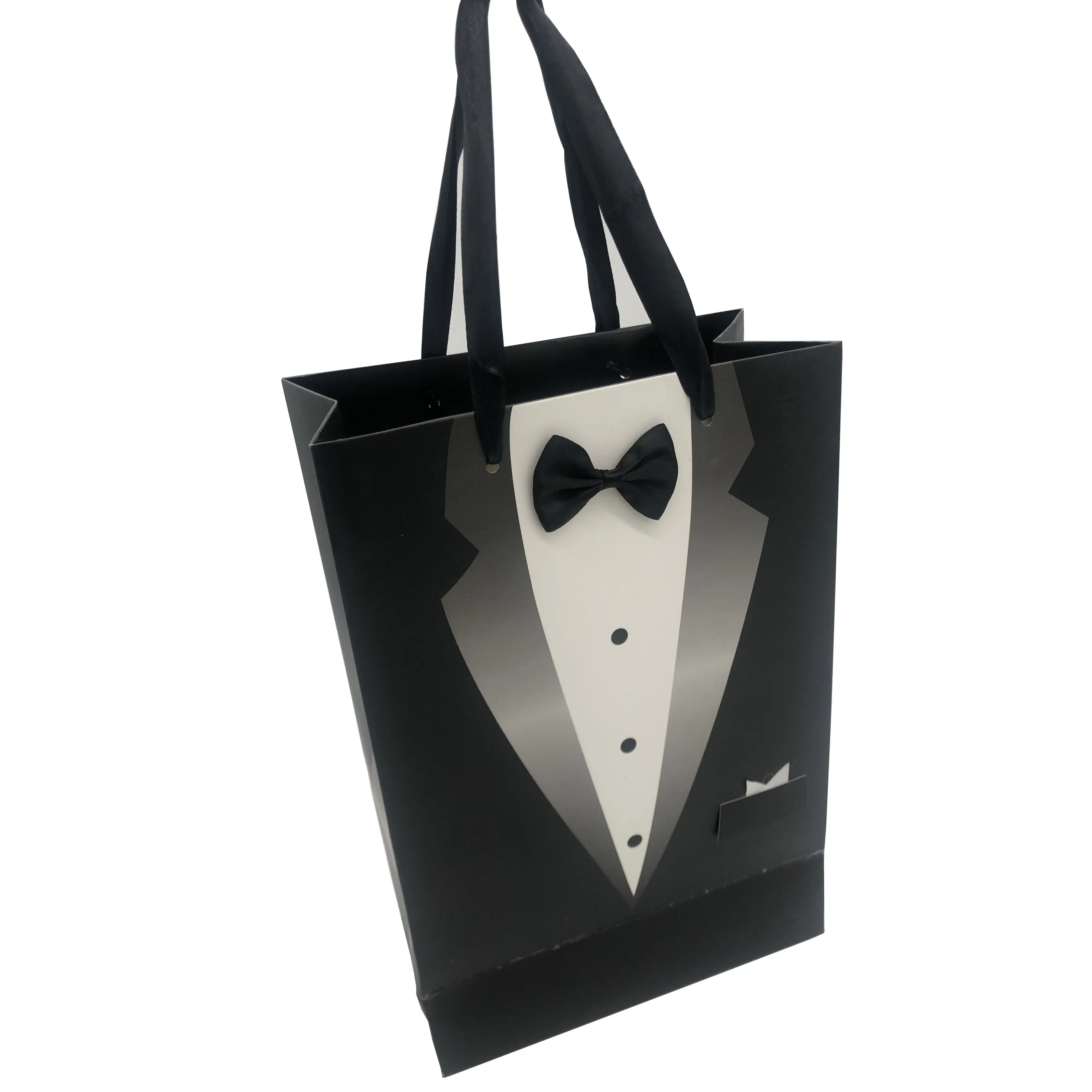 豪華なハンドルブティックショッピングパッケージ結婚式のためのロゴ付きのカスタマイズされたプリントトートペーパーギフトバッグ